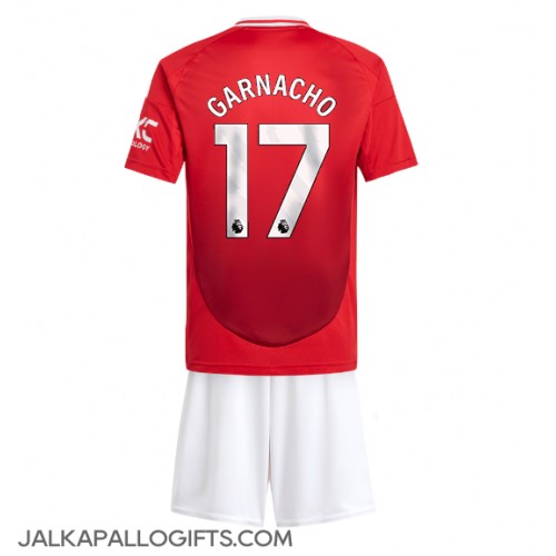 Manchester United Alejandro Garnacho #17 Koti Peliasu Lasten 2024-25 Lyhythihainen (+ Lyhyet housut)